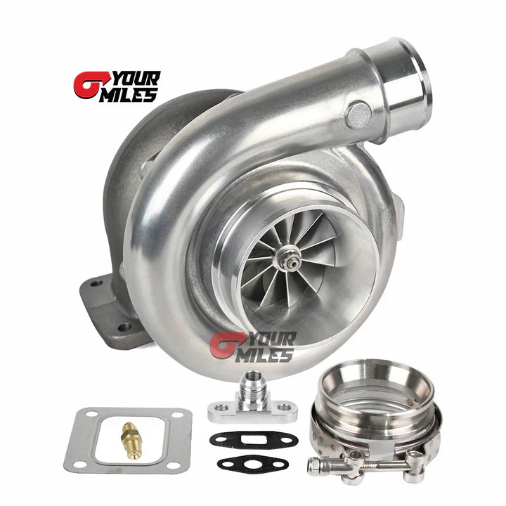 T76 BCW DUAL BALL BEARING TURBOCHARGER T4 0.68/0.81/0.96 Q-TRIM TURBINE+FLANGE CLAMP